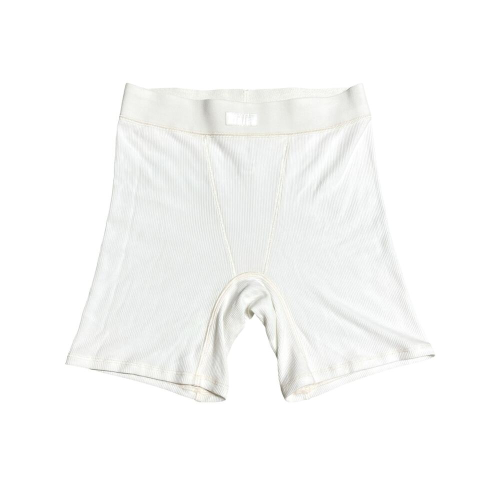 SKIMS Women's Soft Stretch Modal Lounge Rib Boxer Biker Shorts White Size S